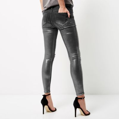 Black silver coated super skinny Amelie jeans